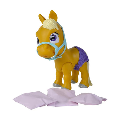 Pamper Petz Pony with 11 Surprises - Interactive Foal Toy with Drinking, Wet Nappy & Magic Gender Reveal - 24cm Collectible for Kids