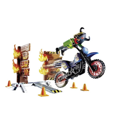 Playmobil Stunt Shot Wheels - Motocross With Fiery Wall