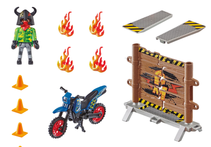 Playmobil Stunt Shot Wheels - Motocross With Fiery Wall
