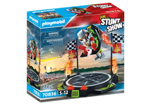 Playmobil Air Stuntshow Pilot toy set box with pilot figure and trampoline launcher