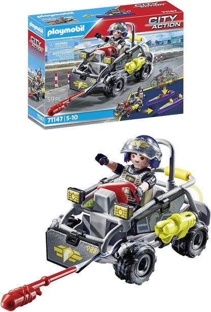 Playmobil City Action Tactical Multi-Terrain Quad, convertible SWAT speedboat The Toy Store - Toys