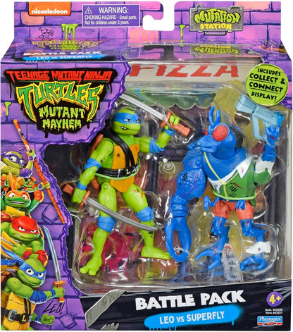 Teenage Mutant Ninja Turtles Mutant Mayhem Leonardo vs. Super Fly Figure 2-Pack