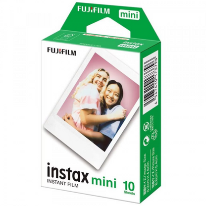Fujifilm instax mini instant film pack, white frame, 10 sheets in green box