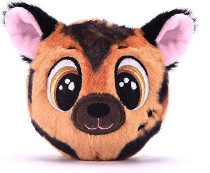 Ziko Dog Brown plush with black-striped face, embroidered eyes, and pink inner ears.