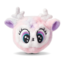 Isla Pink Deer plush face with glittery antlers, big teal-and-purple eyes