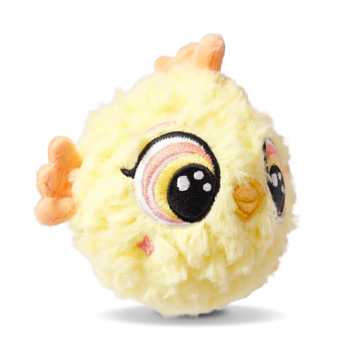 Leo - Yellow Chick plush toy, yellow fuzzy body with big embroidered face