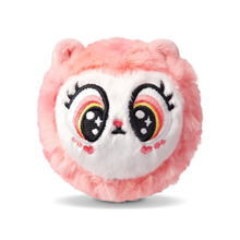 Hazel pink hedgehog plush with big rainbow eyes and pink fuzzy face