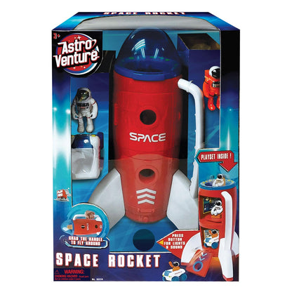 Spaceship Rocket Toy Playset With 2 Astronauts And Rover Vehicle - Lights And Sound, Carrying Handle Play And Explore Space