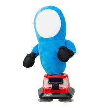 Power Fist Game blauer Plüschboxer mit schwarzen Fäusten und rotem Standgerät