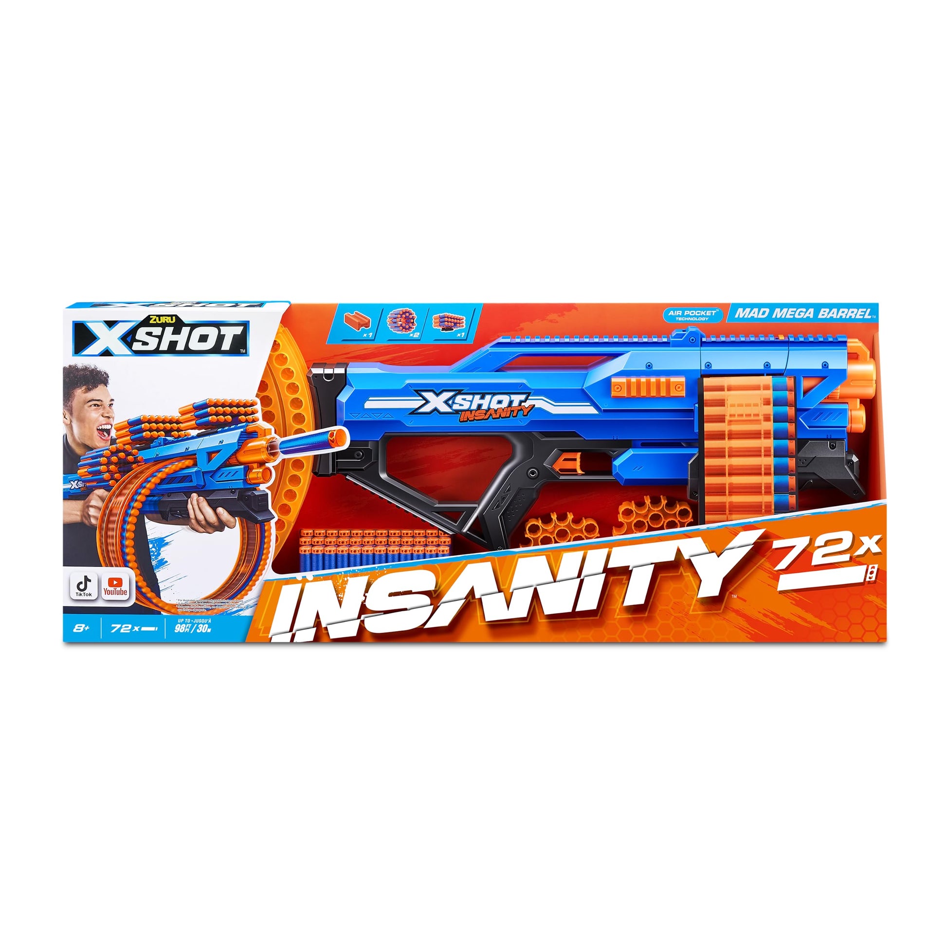 X-Shot Insanity Mad Mega Barrel Pistol - The Toy Store - Best Toys in Lebanon