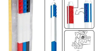 Three gel pens in blister pack with blue and red pen bodies