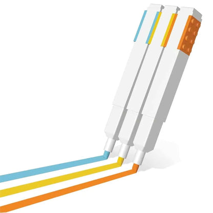 3-piece chisel-tip highlighter set in light blue, yellow, and orange