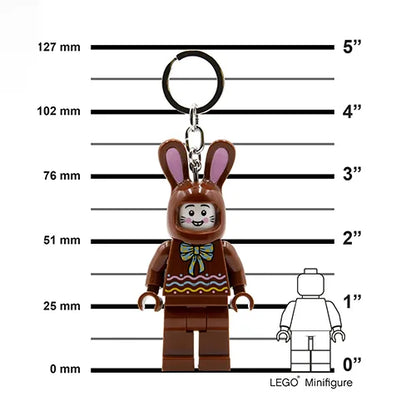 Chocolate bunny keychain light size chart, hanging rabbit minifigure with ears