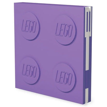 Purple notebook with gel pen, embossed circle design on cover
