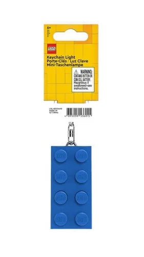 LEGO blue brick keychain light with metal keyring