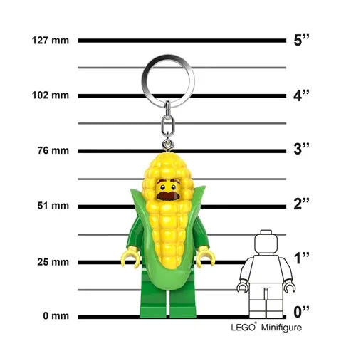 LED corn cob guy key chain height diagram, yellow corn head with green body, key ring