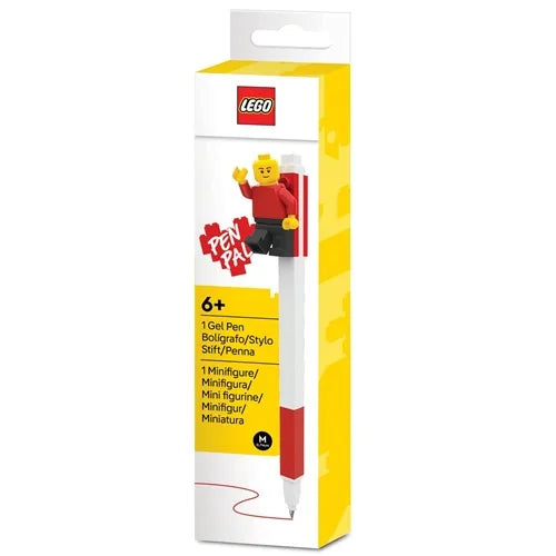 Mechanical gel pen with LEGO minifigure, red barrel, boxed