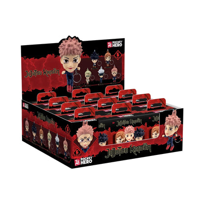 Pocket Hero blind box display carton with character artwork and front window