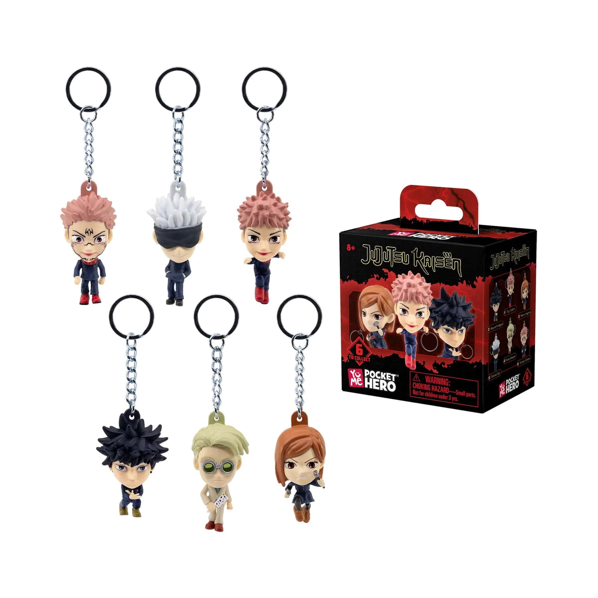 Pocket Hero keychain blind assortment with multiple chibi figures and display box