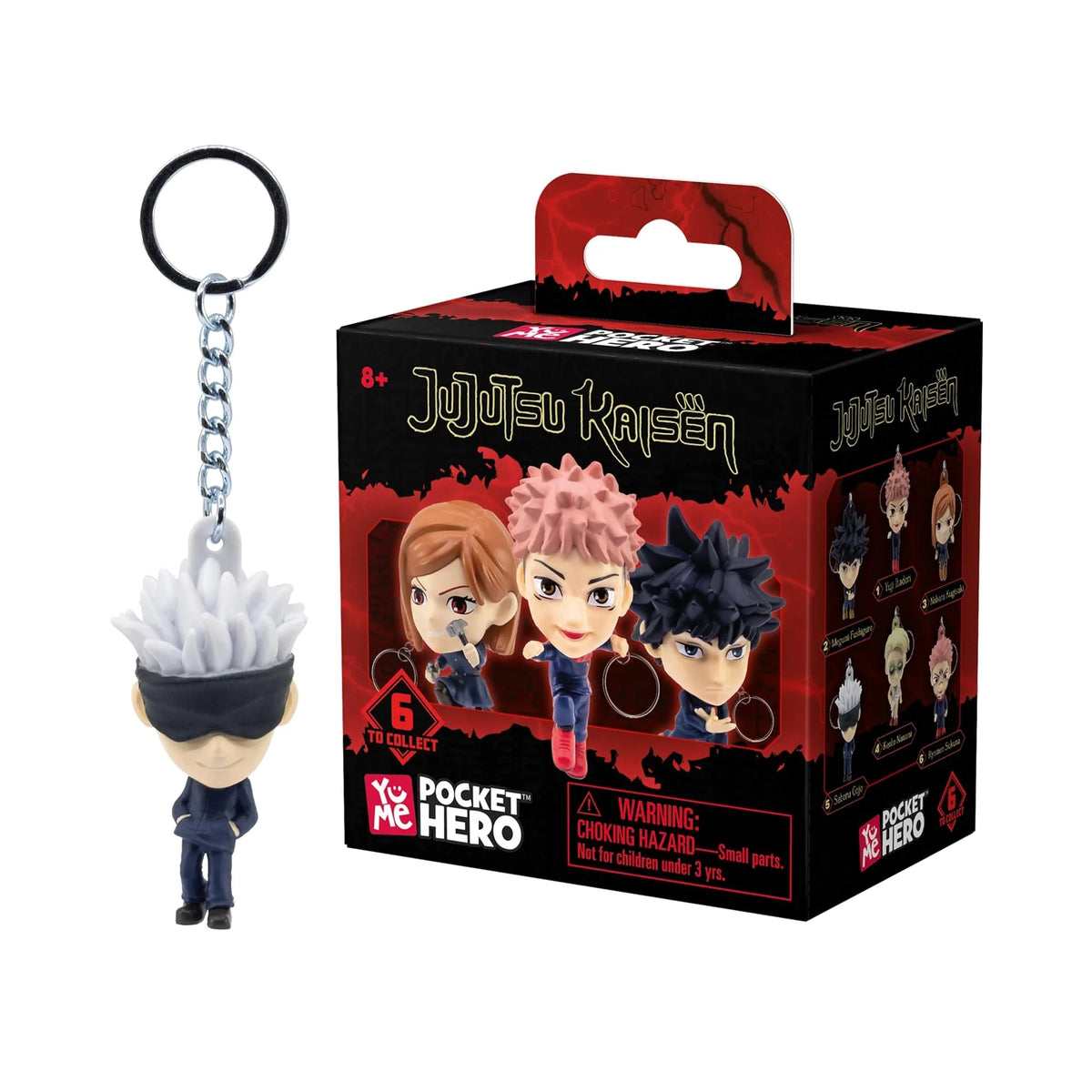 Pocket Me Hero blind box with character keychain, chibi figure with spiky blond hair