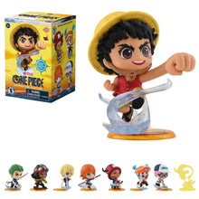 One Piece collection box set with character figure and eight mini figures on display
