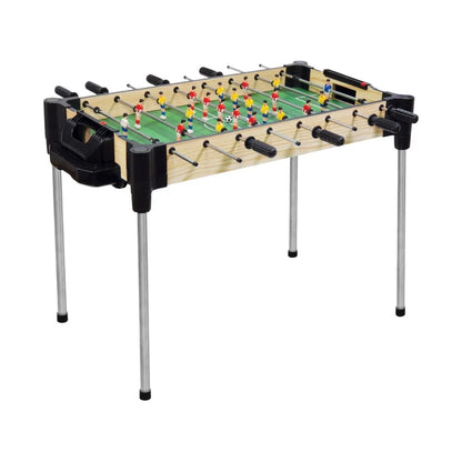 2-in-1 football and hover puck air hockey table with green playing field and black rails