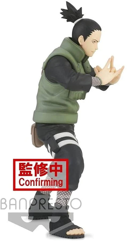 Shikamaru Nara collectible figure in green vest, side pose with palms facing out.