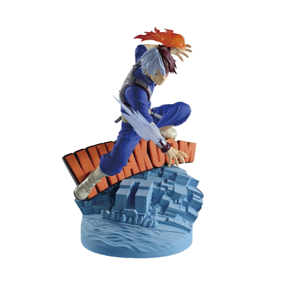 Anime collectible figure of a blue-clad character with ice effects, dynamic pose on base