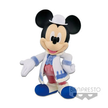 Mickey Mouse fluffy figure in white coat and hat, blue shoes, Banpresto Q Posket
