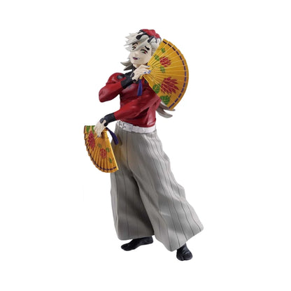 Doma Grandista anime figure in red kimono holding fan, with striped gray pants