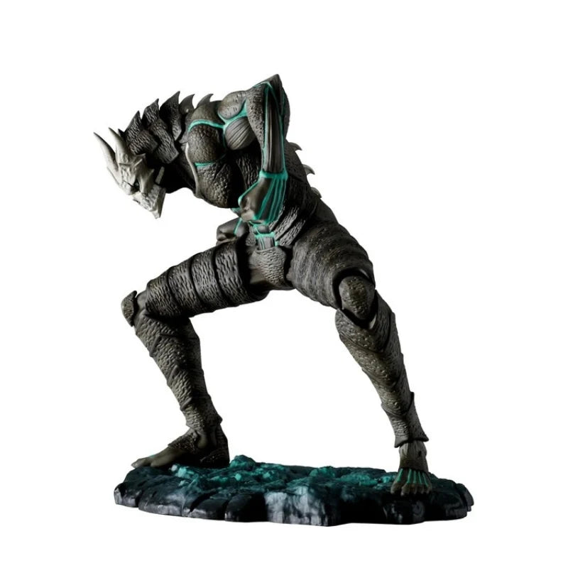 Banpresto Kaiju No. 8 [THE Brush] figure: dark armored kaiju with teal accents, on base