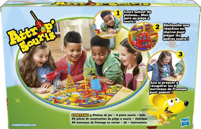 Mousetrap board game box with colorful trap and child-friendly scene graphics