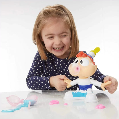 Play-Doh Slime playset with character toy and slime accessories, shown with child