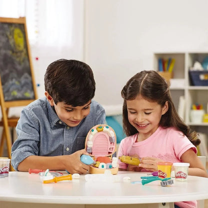 Dentist playdough drill set with dome case, tools, and colorful tubs
