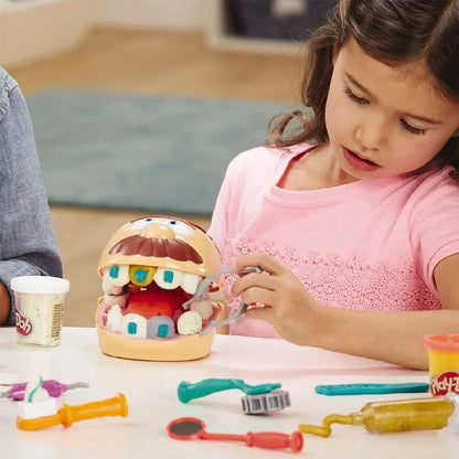 Dentist dome playdough drill set toy with figure, handle tools, and small containers