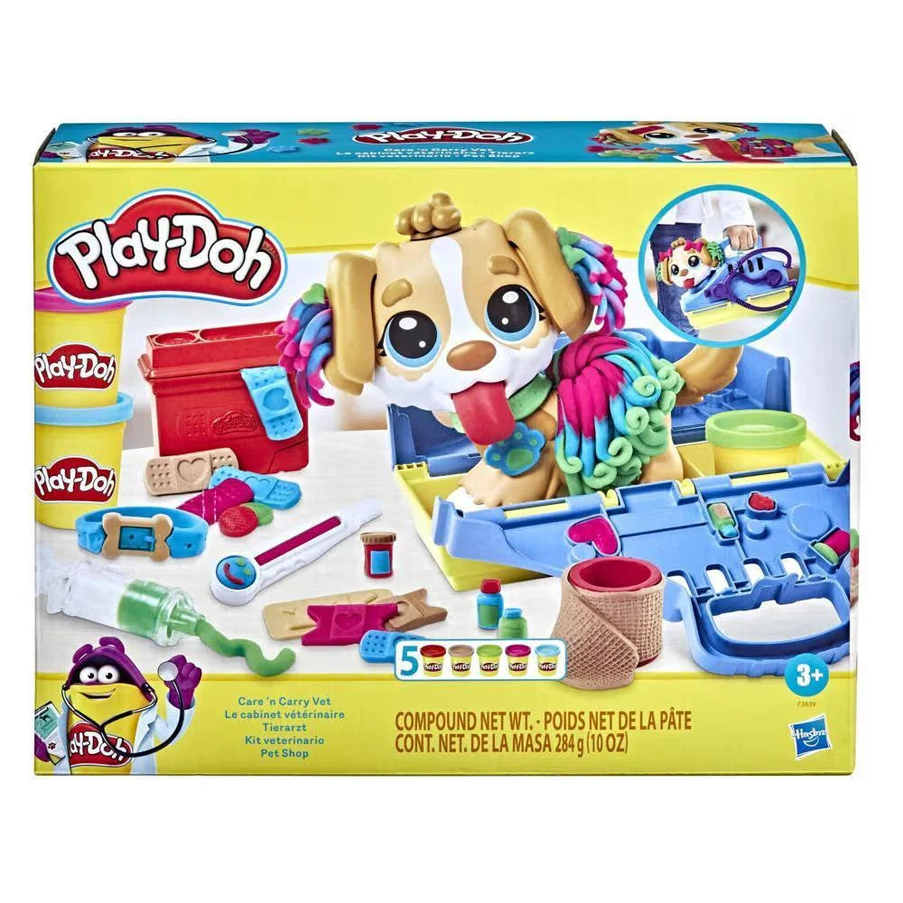 Play-Doh veterinary cabinet set in box with dog figure and clinic accessories