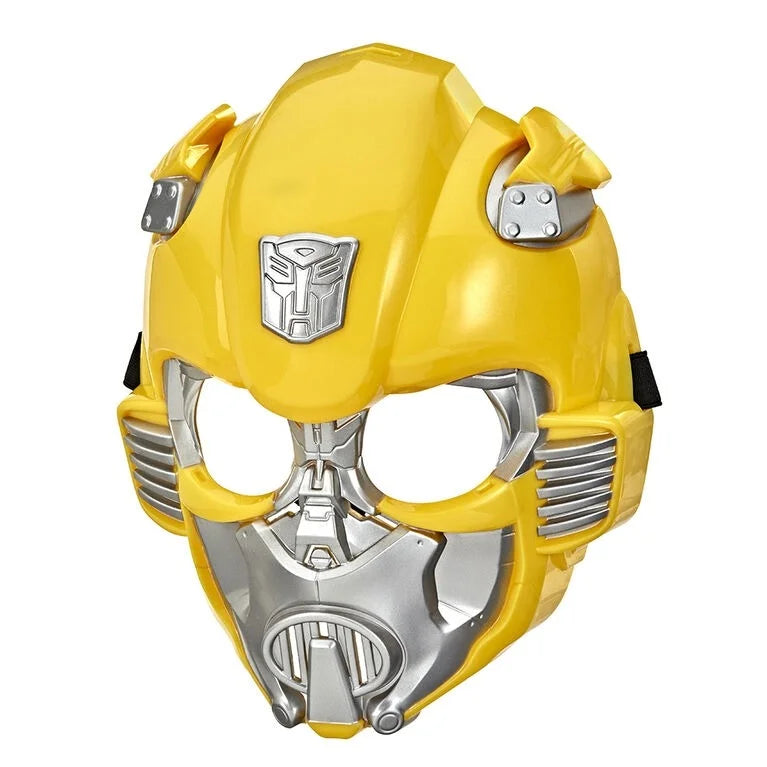 Optimus Prime Transformers character face mask, yellow with silver facial details