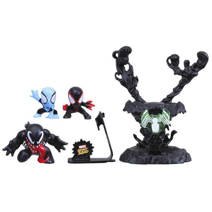 Marvel Stunt Squad Villain Knockdown Playset with Spider-Man, Miles Morales, and Venom