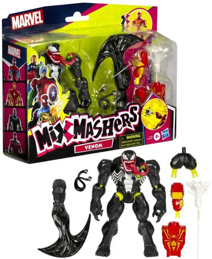 Marvel Mixmashers Venom action figure with claws and red/white accessories, in box