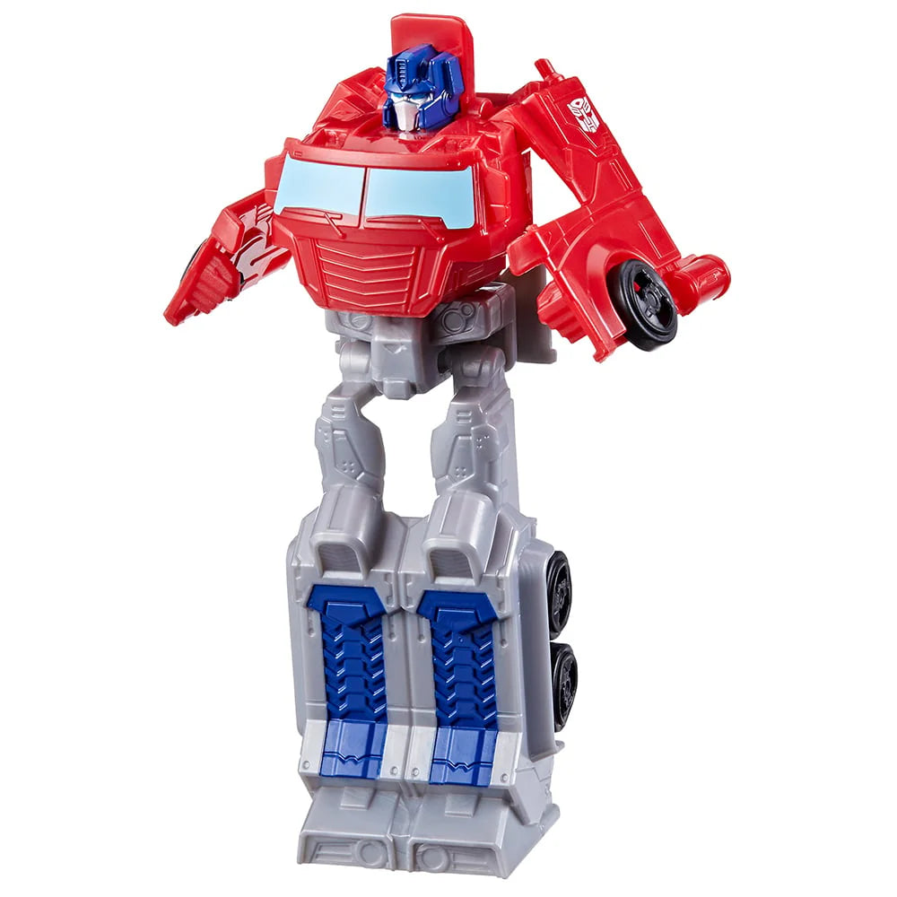 Red-and-gray robot figure with blue accents, arms out in a standing pose.