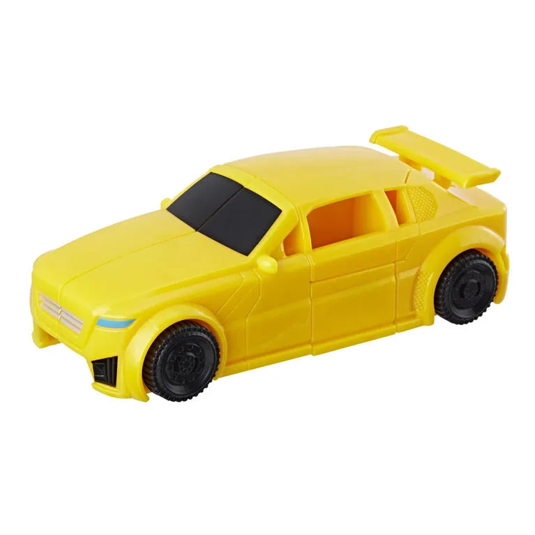 7-inch yellow robot action figure car with black hood panel and gray wheels