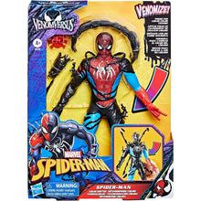 Spider-Man action figure in black, red, and blue venomlike suit