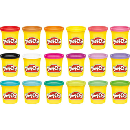 Play-Doh 18 colorful clay tubs in assorted colors, arranged in rows