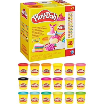 Play-Doh 18-pack set with colorful modeling clay tubs and display box