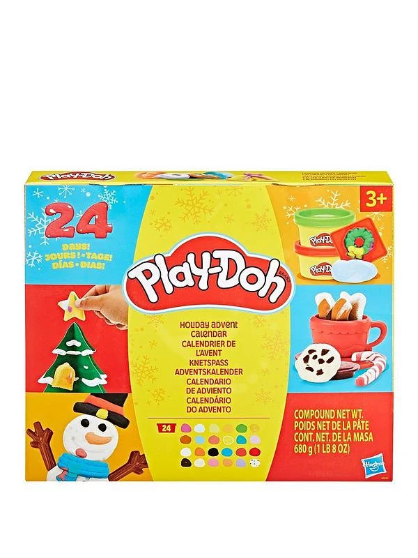 Play-Doh holiday advent calendar box with 24 numbered days and winter play scene