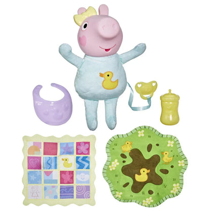Kuscheltier Evie mit Quietschente, Schnuller, Fläschchen und Spieldecke