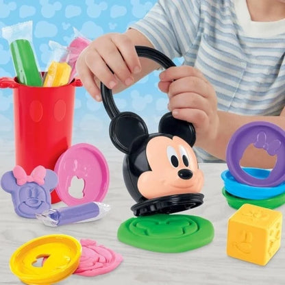 Stackable modeling toy set with Mickey-shaped handle and multi-color molds