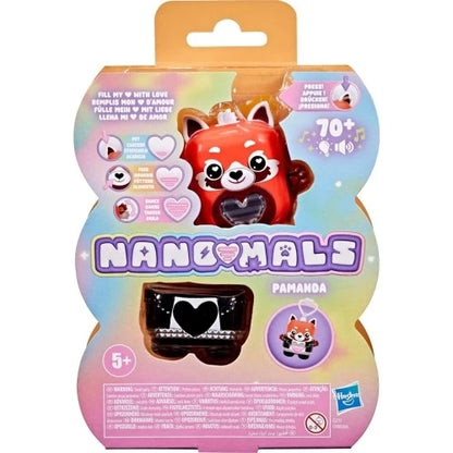 Product box packaging for red panda electronic fidget pet with toy window and hearts