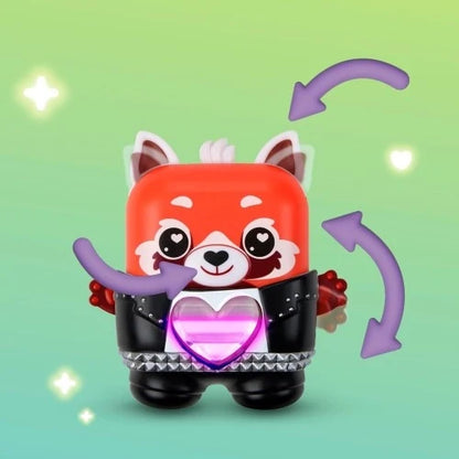 Red panda electronic fidget pet figurine with purple heart light and black fidget band