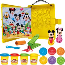 Yellow Play-Doh story-shape playset with Mickey molds, tools, and colored dough